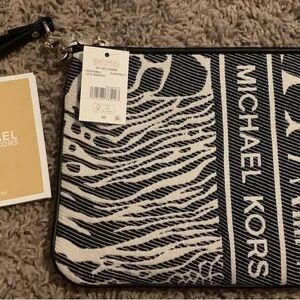 Michael Kors Black and White Wristlet Bag